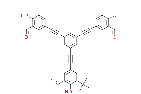 3,3',3''-(1,3,5-Benzenetriyltri-2,1-ethynediyl)tris[5-(1,1-dimethylethyl)-6-hydroxybenzaldehyde] 5,5',5"-(1,3,5-三苯基三(2,1-二乙炔基))三(3-(叔丁基)-2-羥基苯甲醛)