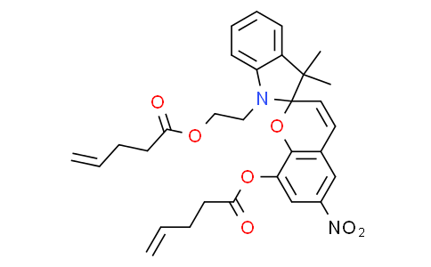 3',3'-dimethyl-6-nitro-1'-(2-(pent-4-enoyloxy)ethyl)spiro[chromene-2,2'-indolin]-8-yl pent-4-enoate 3',3'-二甲基-6-硝基-1'-(2-(戊-4-烯醇氧基)乙基)螺[鉻鐵烯-2,2'-吲哚]-8-基戊-4-烯酸鹽